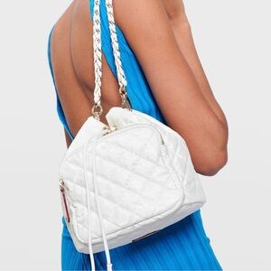 MZ Wallace Lacquer Crosby Bucket Bag Drawstring lacquer Pearl White Metallic